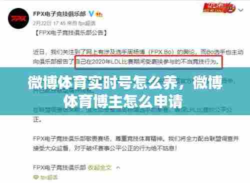 微博体育实时号怎么养，微博体育博主怎么申请 