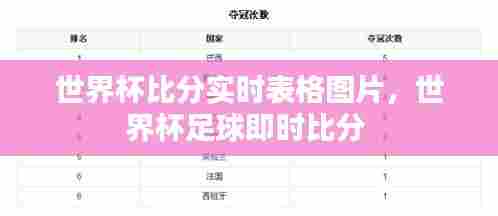 世界杯比分实时表格图片，世界杯足球即时比分 