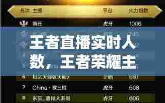 王者直播实时人数，王者荣耀主播有多少人 
