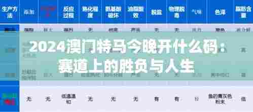 2024澳门特马今晚开什么码：赛道上的胜负与人生