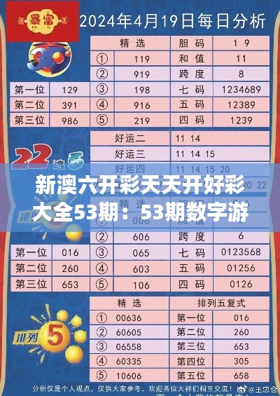 新澳六开彩天天开好彩大全53期：53期数字游戏的深度挖掘