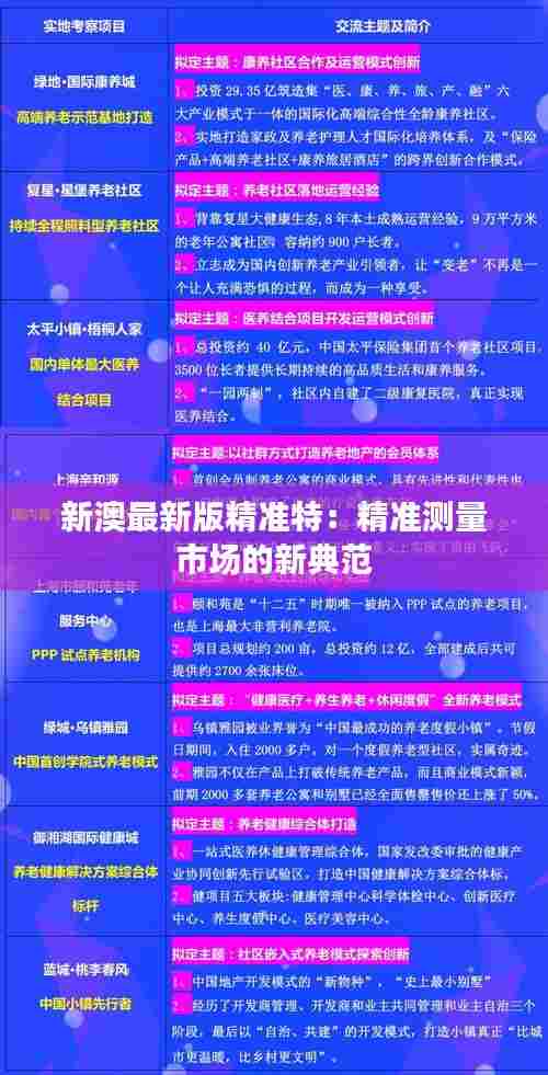 新澳最新版精准特：精准测量市场的新典范