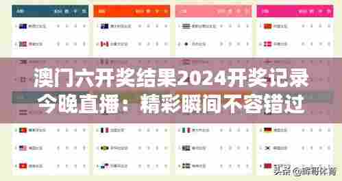 澳门六开奖结果2024开奖记录今晚直播：精彩瞬间不容错过