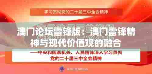 澳门论坛雷锋版：澳门雷锋精神与现代价值观的融合