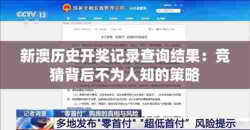 新澳历史开奖记录查询结果:竞猜背后不为人知的策略