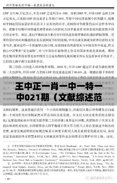 王中正一肖一中一特一中021期（文献综述范文）