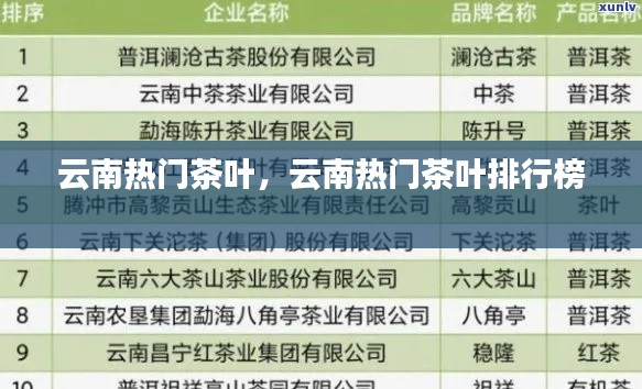 云南热门茶叶，云南热门茶叶排行榜 