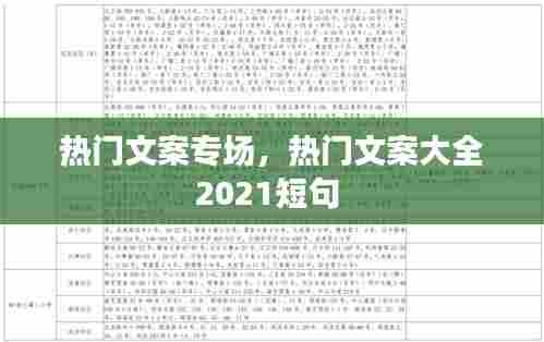 热门文案专场,热门文案大全2021短句
