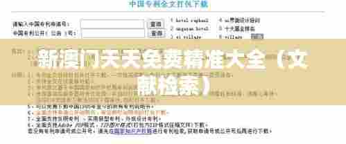 新澳门天天免费精准大全（文献检索）