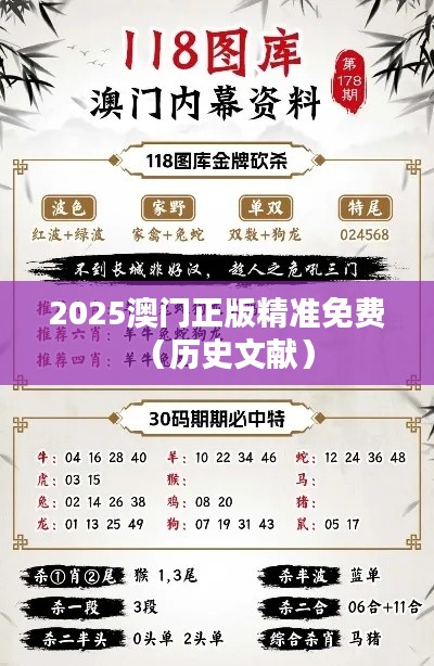 2025澳门正版精准免费（历史文献）