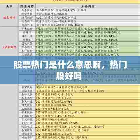 股票热门是什么意思啊,热门股好吗
