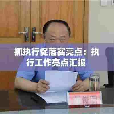 抓执行促落实亮点：执行工作亮点汇报 