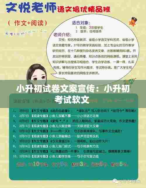 小升初试卷文案宣传：小升初考试软文 