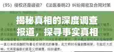 揭秘真相的深度调查报道，探寻事实真相的深度挖掘