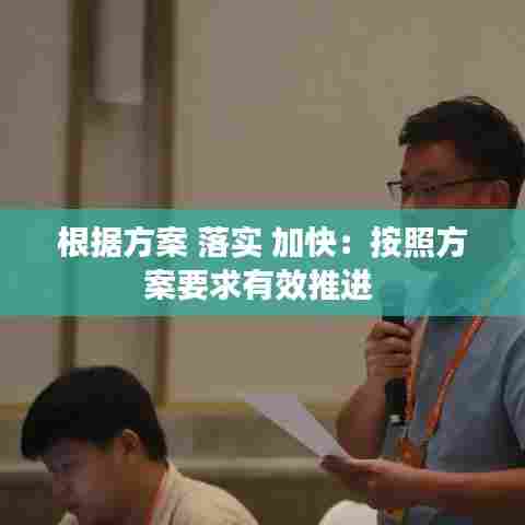 根据方案 落实 加快：按照方案要求有效推进 