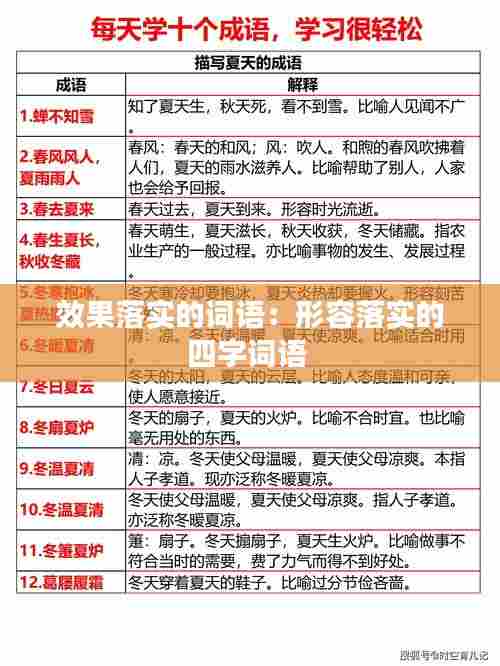 效果落实的词语：形容落实的四字词语 