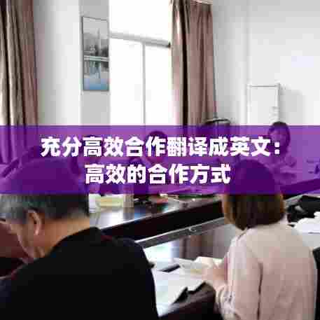 充分高效合作翻译成英文：高效的合作方式 