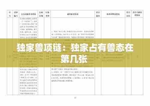 独家兽项链：独家占有兽态在第几张 