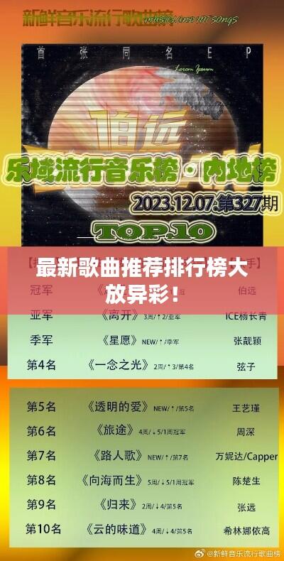 最新歌曲推荐排行榜大放异彩!