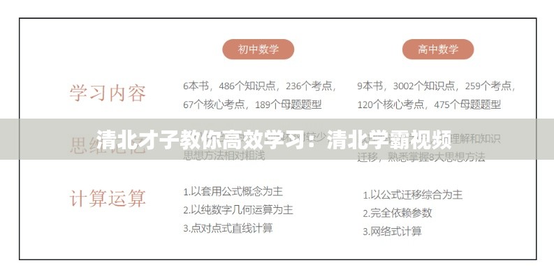 清北才子教你高效学习：清北学霸视频 