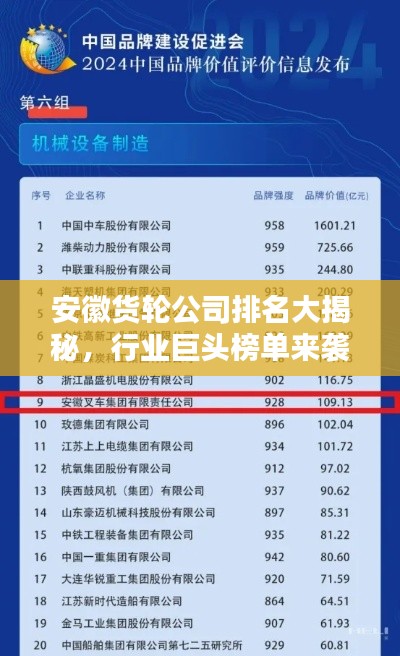 安徽货轮公司排名大揭秘，行业巨头榜单来袭！