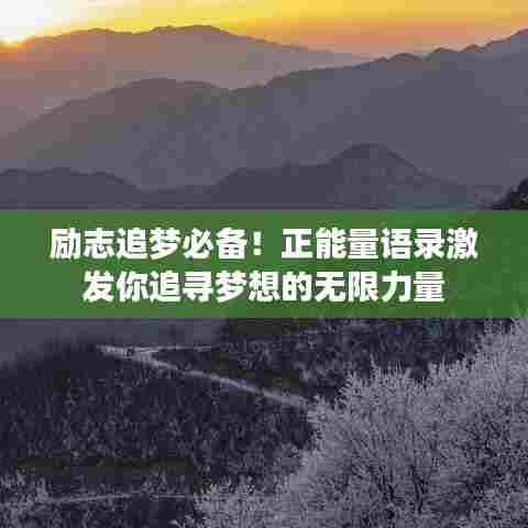 励志追梦必备！正能量语录激发你追寻梦想的无限力量