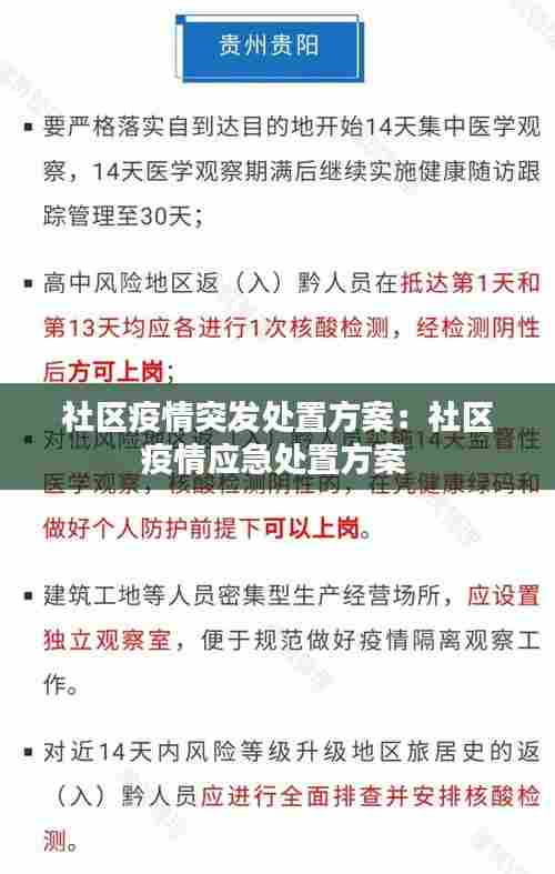 社区疫情突发处置方案:社区疫情应急处置方案