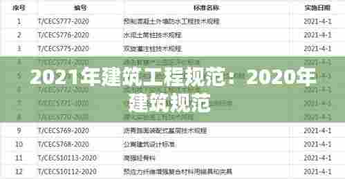 2021年建筑工程规范：2020年建筑规范 