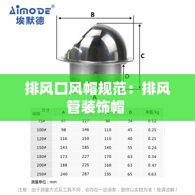 排风口风帽规范：排风管装饰帽 