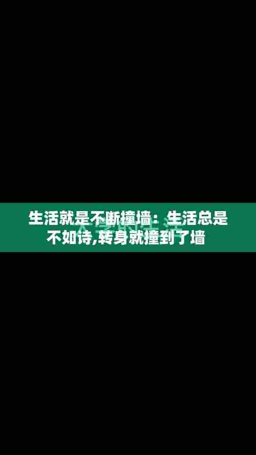 生活就是不断撞墙:生活总是不如诗,转身就撞到了墙