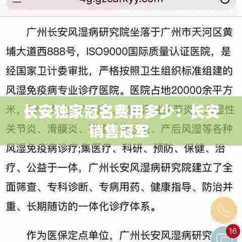 长安独家冠名费用多少：长安销售冠军 