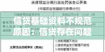 信贷基础资料不规范原因：信贷存在问题原因 