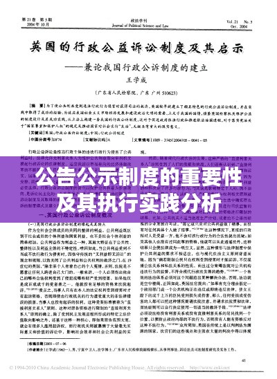 公告公示制度的重要性及其执行实践分析