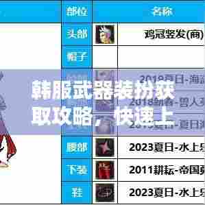 韩服武器装扮获取攻略，快速上手，轻松领先！