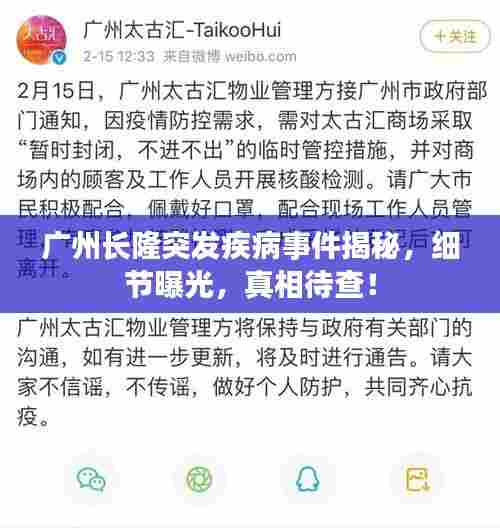 广州长隆突发疾病事件揭秘,细节曝光,真相待查!
