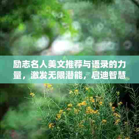 励志名人美文推荐与语录的力量，激发无限潜能，启迪智慧人生
