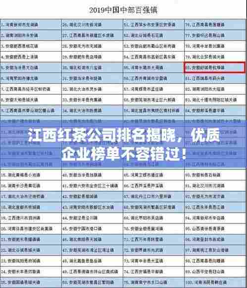 江西红茶公司排名揭晓，优质企业榜单不容错过！