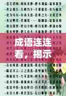 成语连连看，揭示人类精神面貌的丰富内涵，探索精神世界的无穷魅力