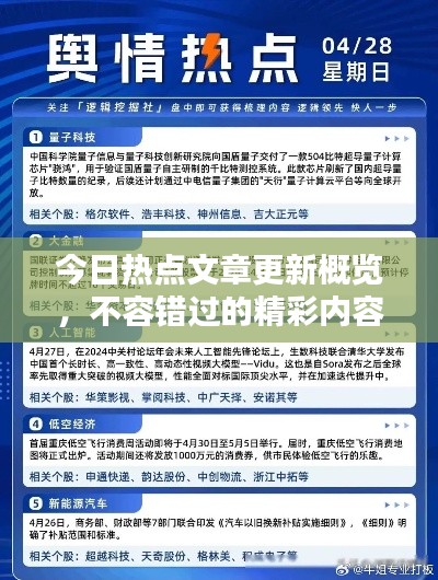 今日热点文章更新概览，不容错过的精彩内容更新！