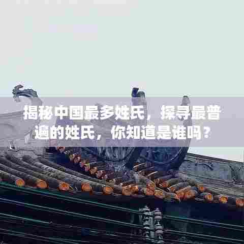 揭秘中国最多姓氏，探寻最普遍的姓氏，你知道是谁吗？