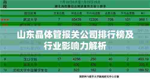 山东晶体管报关公司排行榜及行业影响力解析