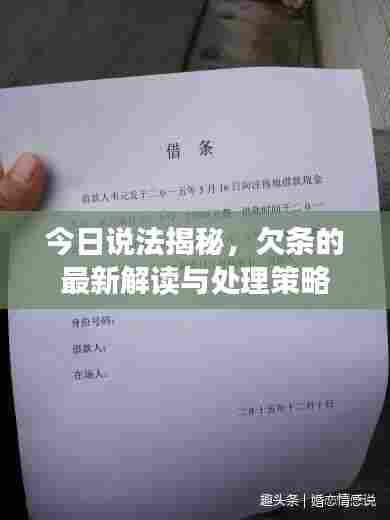 今日说法揭秘，欠条的最新解读与处理策略