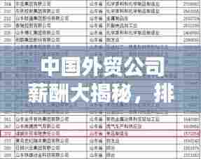 中国外贸公司薪酬大揭秘，排名榜单出炉！