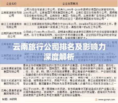 云南旅行公司排名及影响力深度解析