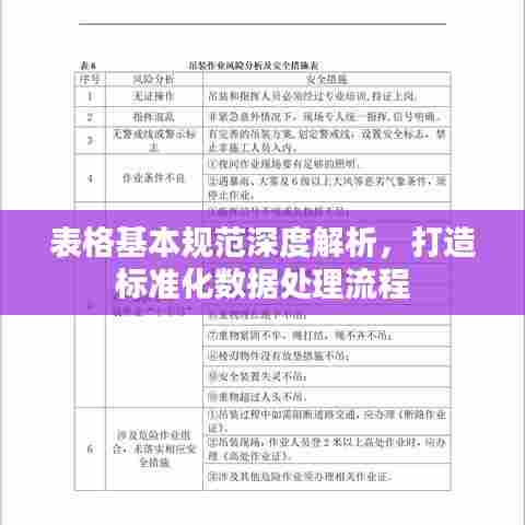 表格基本规范深度解析,打造标准化数据处理流程
