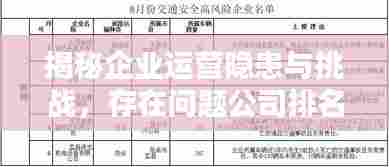 揭秘企业运营隐患与挑战，存在问题公司排名表大曝光