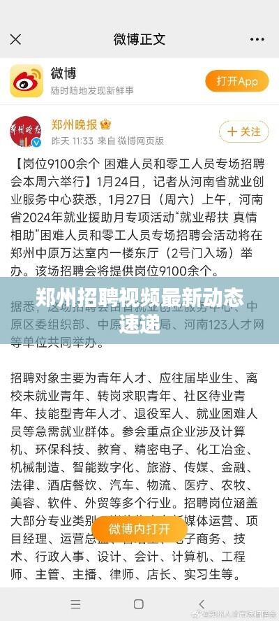 郑州招聘视频最新动态速递