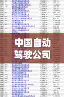 中国自动驾驶公司排行榜揭晓，领先企业一览