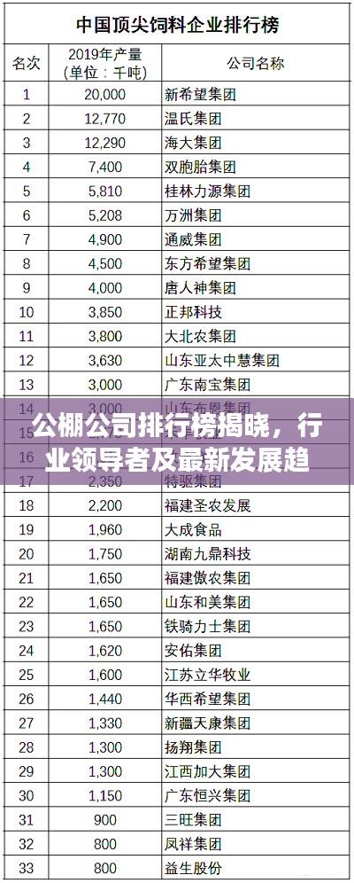 公棚公司排行榜揭晓，行业领导者及最新发展趋势全解析