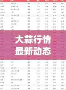 大蒜行情最新动态，今日价格走势及市场趋势分析